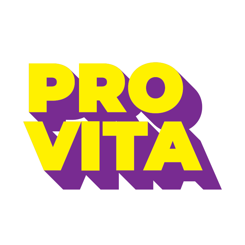 Adesivo "Pro Vita" giallo e viola